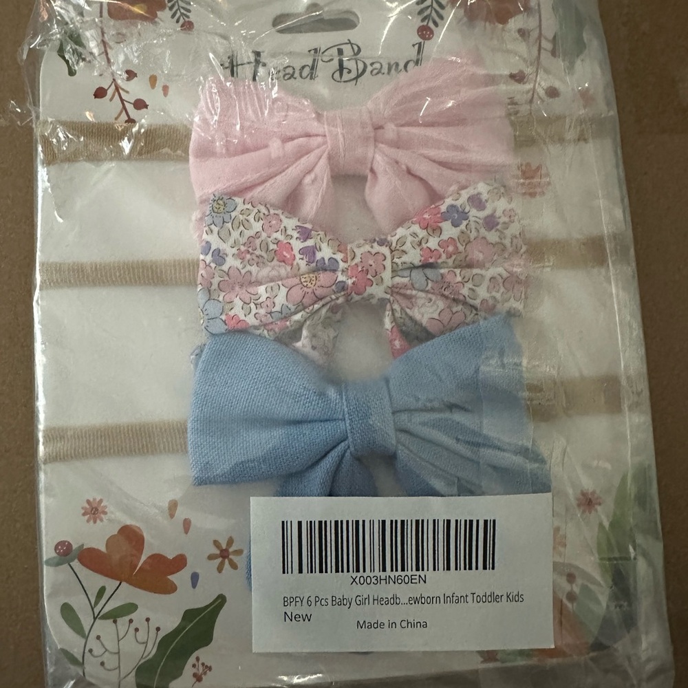 New 6 count Baby infant Toddler Girl Headbands - Pink, Floral, Blue & More